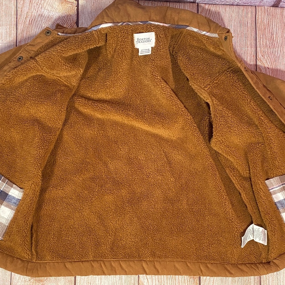 Boston Traders Sherpa Jacket Mens M Brown Fleece Lined Button Coat - Picture 9 of 10